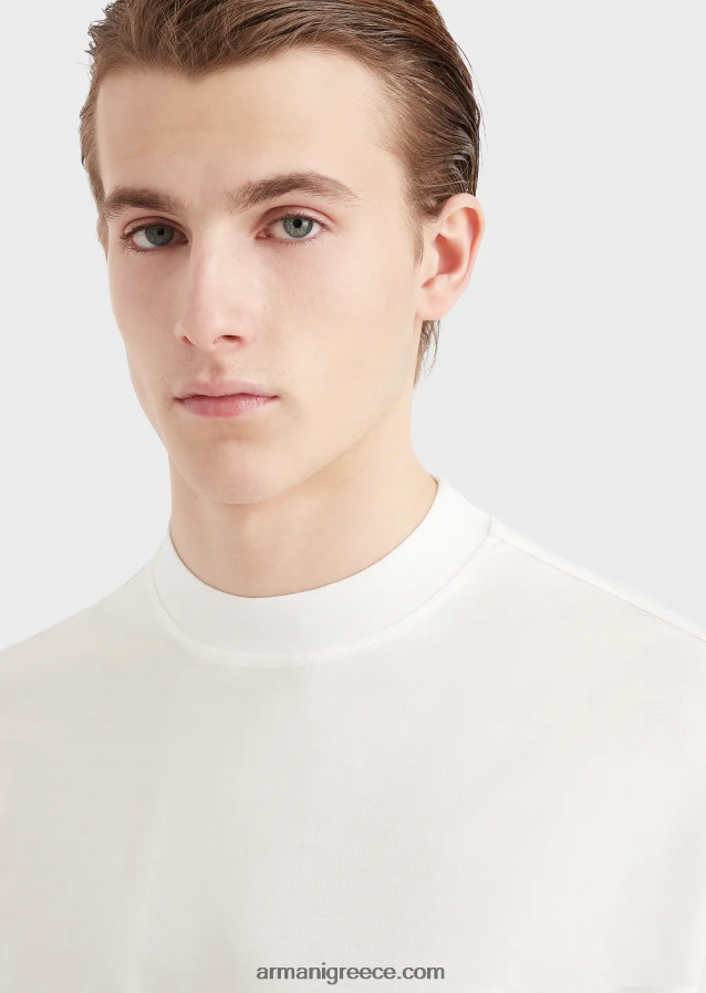 άνδρες Armani φαρδιά μπλουζάκι σε μπλουζάκι από μίξη tencel 4046R61662 άσπρο