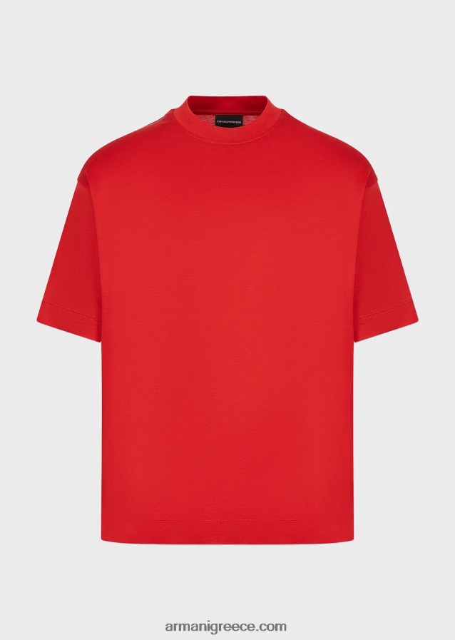 άνδρες Armani φαρδιά μπλουζάκι σε μπλουζάκι από μίξη tencel 4046R61663 το κόκκινο