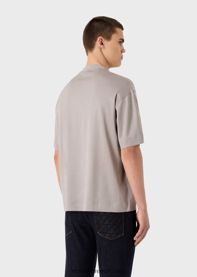 άνδρες Armani φαρδιά μπλουζάκι σε μπλουζάκι από μίξη tencel 4046R61663 το κόκκινο