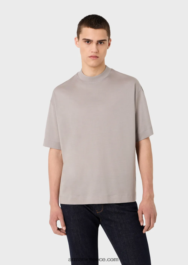 άνδρες Armani φαρδιά μπλουζάκι σε μπλουζάκι από μίξη tencel 4046R61664 γκρί