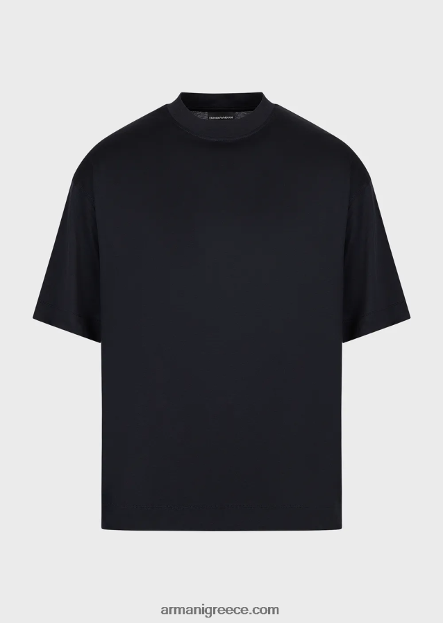 άνδρες Armani φαρδιά μπλουζάκι σε μπλουζάκι από μίξη tencel 4046R61665 ναυτικό μπλε