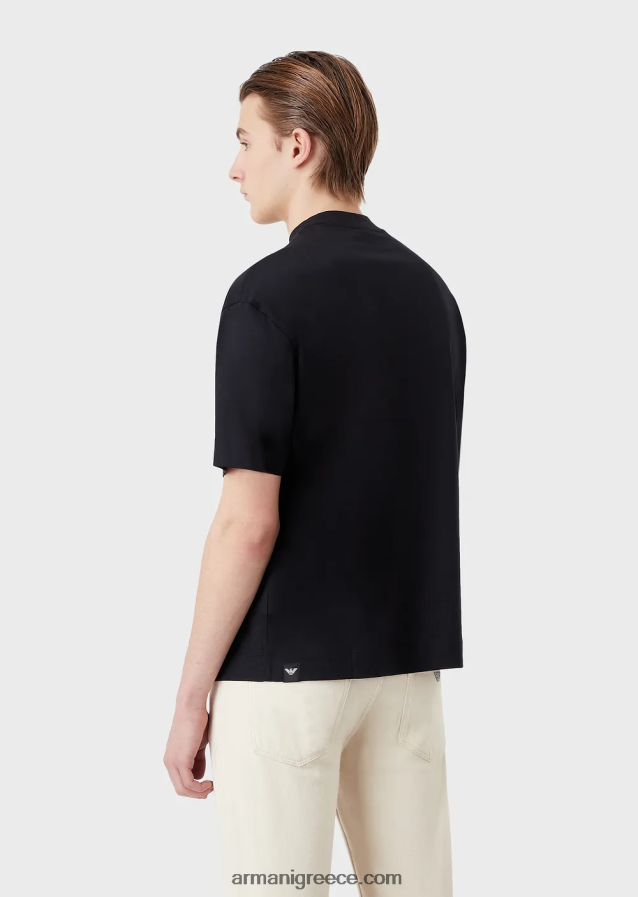 άνδρες Armani φαρδιά μπλουζάκι σε μπλουζάκι από μίξη tencel 4046R61665 ναυτικό μπλε