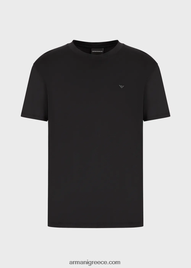 άνδρες Armani μπλουζάκι ζέρσεϊ με είδη πρώτης ανάγκης για ταξίδια tencel-blend 4046R61638 μαύρος