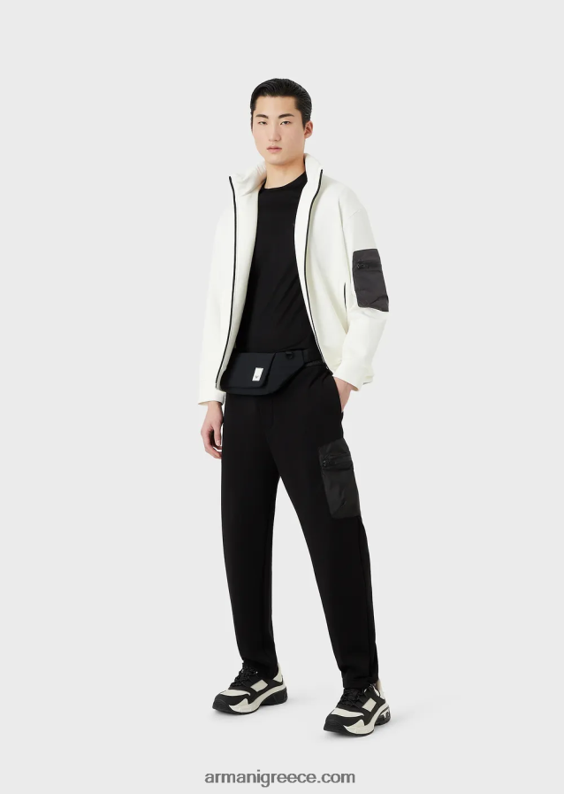 άνδρες Armani μπλουζάκι ζέρσεϊ με είδη πρώτης ανάγκης για ταξίδια tencel-blend 4046R61638 μαύρος