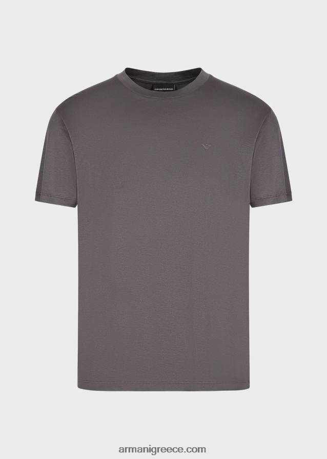 άνδρες Armani μπλουζάκι ζέρσεϊ με είδη πρώτης ανάγκης για ταξίδια tencel-blend 4046R61639 σκούρο γκρίζο
