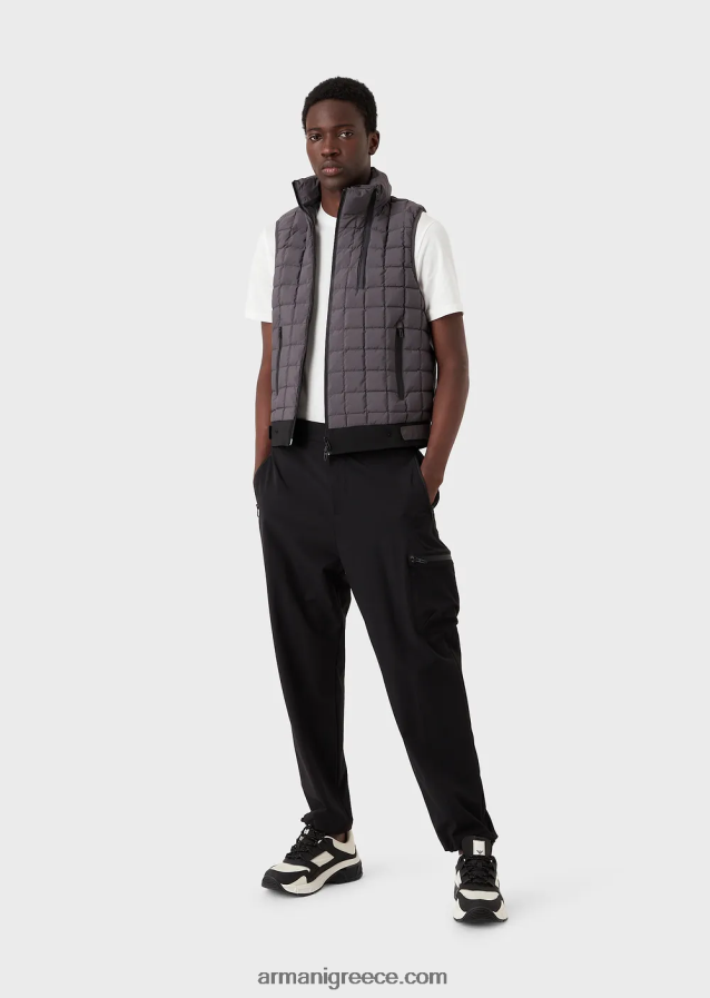 άνδρες Armani μπλουζάκι ζέρσεϊ με είδη πρώτης ανάγκης για ταξίδια tencel-blend 4046R61639 σκούρο γκρίζο