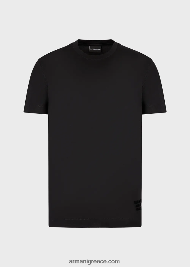 άνδρες Armani Μπλουζάκι ζέρσεϊ tencel-blend με ανάγλυφο τρισδιάστατο λογότυπο 4046R61640 μαύρος