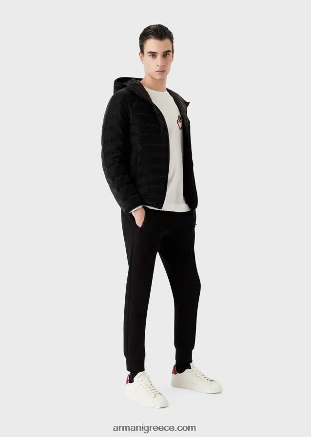 άνδρες Armani τζέρσεϊ πουκάμισο tencel-blend με κέντημα κουνελιού 4046R61659 άσπρο