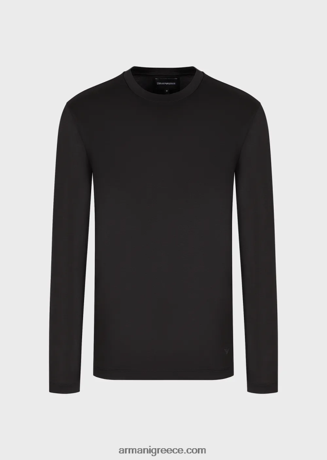 άνδρες Armani τζέρσεϊ πουκάμισο tencel-blend 4046R61725 μαύρος