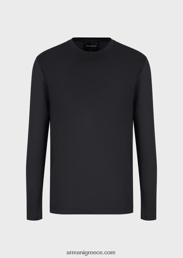 άνδρες Armani τζέρσεϊ πουκάμισο tencel-blend 4046R61726 ναυτικό μπλε