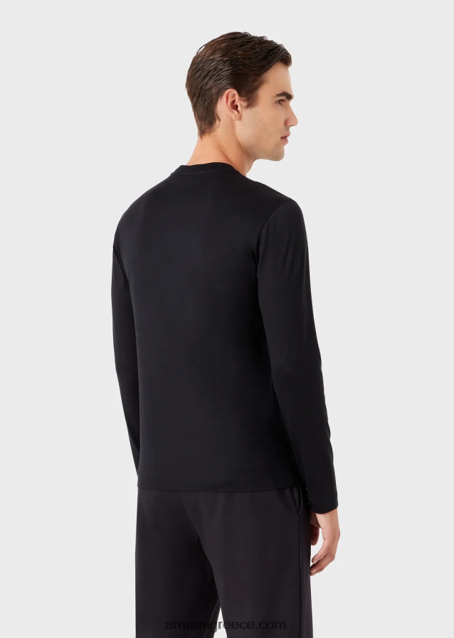 άνδρες Armani τζέρσεϊ πουκάμισο tencel-blend 4046R61726 ναυτικό μπλε