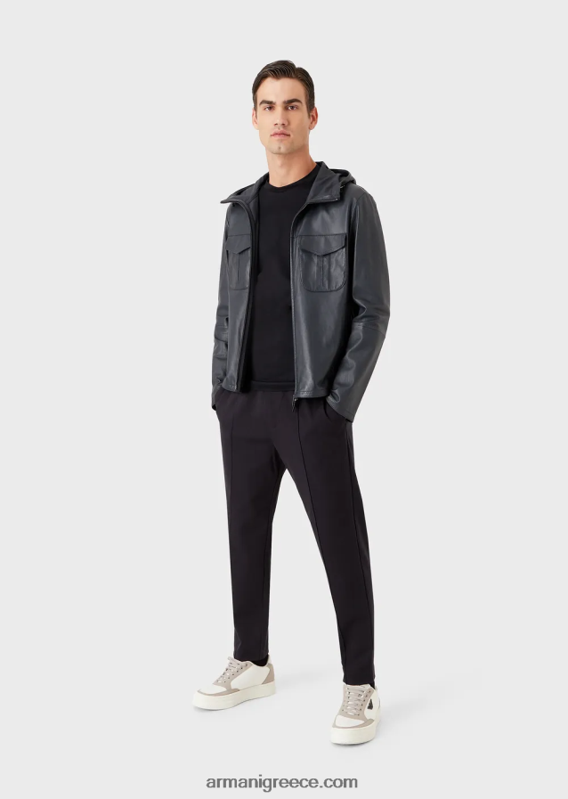 άνδρες Armani τζέρσεϊ πουκάμισο tencel-blend 4046R61726 ναυτικό μπλε