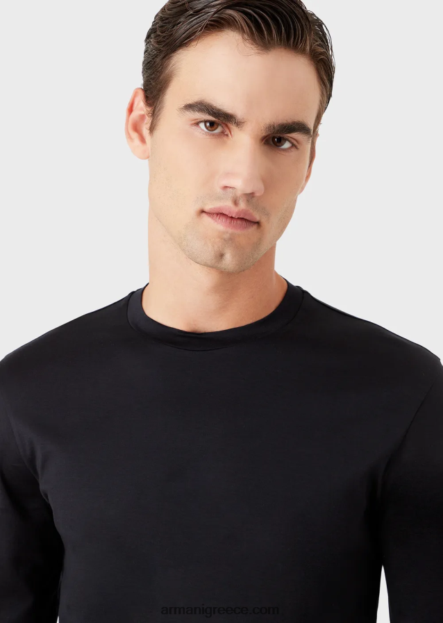 άνδρες Armani τζέρσεϊ πουκάμισο tencel-blend 4046R61726 ναυτικό μπλε