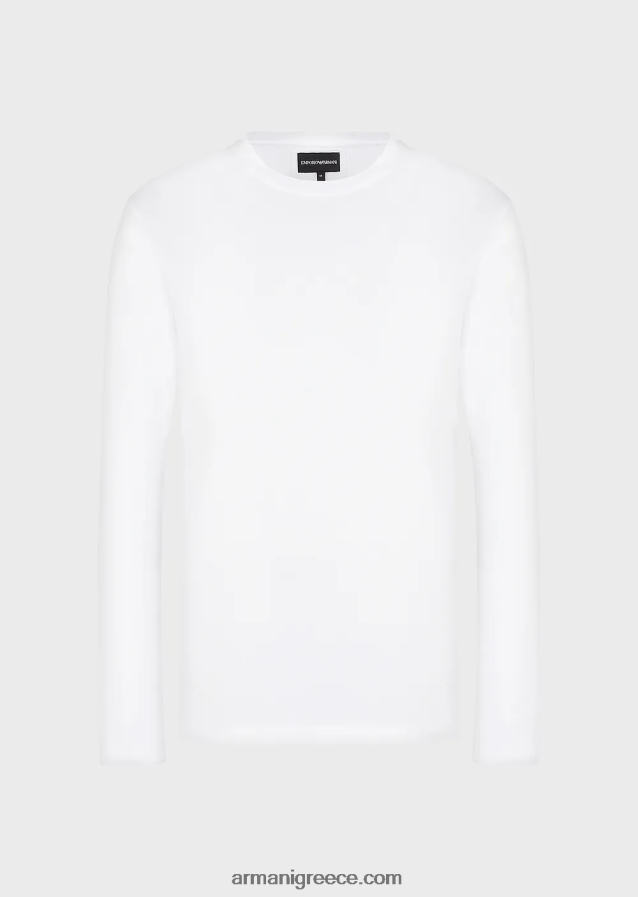 άνδρες Armani τζέρσεϊ πουκάμισο tencel-blend 4046R61727 άσπρο