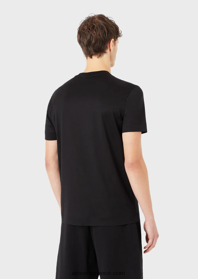 άνδρες Armani Μπλουζάκι ζέρσεϊ tencel-blend με έμπλαστρο emoji 4046R61674 μαύρος