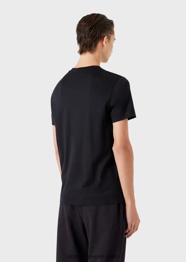 άνδρες Armani Μπλουζάκι ζέρσεϊ tencel-blend με έμπλαστρο emoji 4046R61675 ναυτικό μπλε