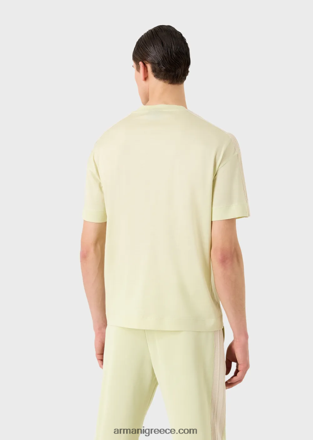 άνδρες Armani Μπλουζάκι ζέρσεϊ από μείγμα tencel με ea patch και ρίγες 4046R61687 ανοιχτό πράσινο