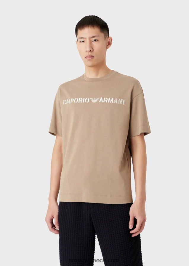 άνδρεςβαρύ μπλουζάκι ζέρσεϊ με κέντημα emporio armani σε στρατιωτική γραμματοσειρά 4046R61622 γκρι περιστεριού