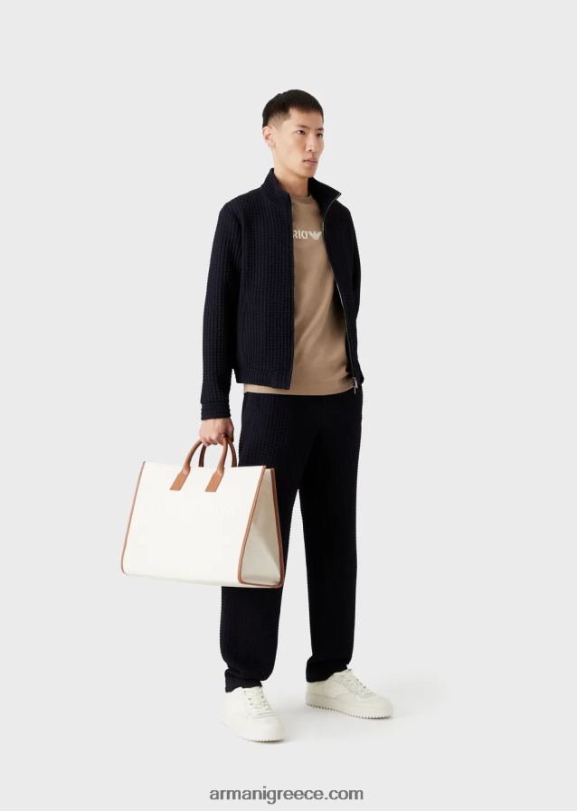 άνδρεςβαρύ μπλουζάκι ζέρσεϊ με κέντημα emporio armani σε στρατιωτική γραμματοσειρά 4046R61622 γκρι περιστεριού