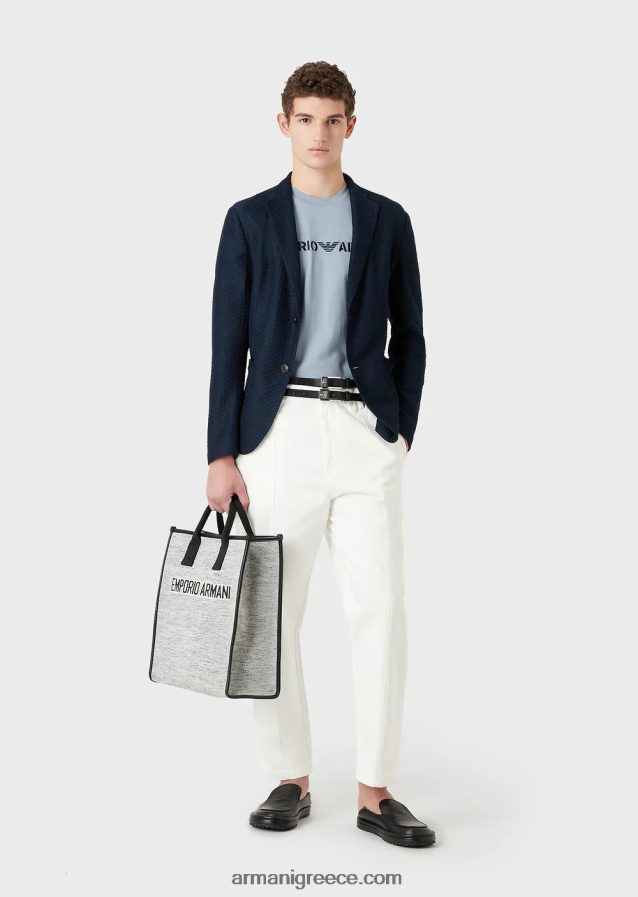 άνδρεςβαρύ μπλουζάκι ζέρσεϊ με κέντημα emporio armani σε στρατιωτική γραμματοσειρά 4046R61624 γαλανός