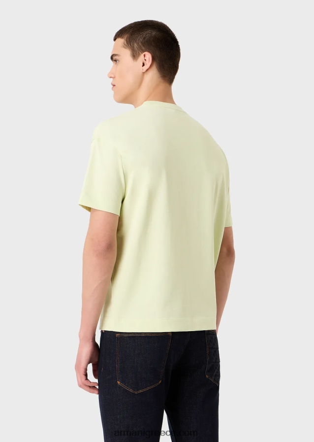άνδρεςβαρύ μπλουζάκι ζέρσεϊ με κέντημα emporio armani σε στρατιωτική γραμματοσειρά 4046R61625 ανοιχτό πράσινο