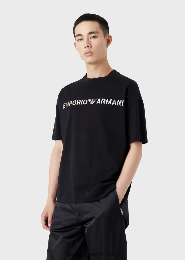 άνδρεςβαρύ μπλουζάκι ζέρσεϊ με κέντημα emporio armani σε στρατιωτική γραμματοσειρά 4046R61626 ναυτικό μπλε