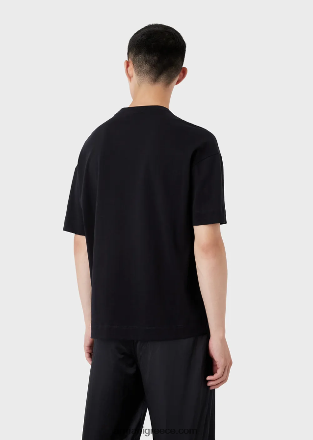 άνδρεςβαρύ μπλουζάκι ζέρσεϊ με κέντημα emporio armani σε στρατιωτική γραμματοσειρά 4046R61626 ναυτικό μπλε