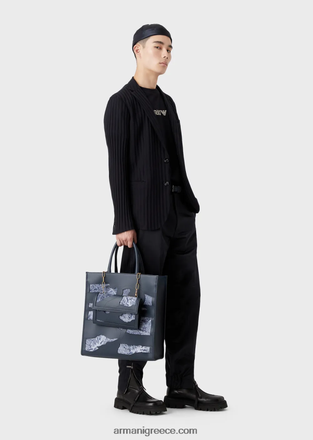 άνδρεςβαρύ μπλουζάκι ζέρσεϊ με κέντημα emporio armani σε στρατιωτική γραμματοσειρά 4046R61626 ναυτικό μπλε