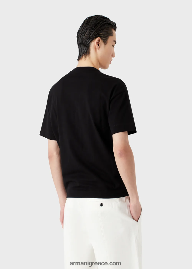 άνδρεςβαρύ μπλουζάκι ζέρσεϊ με κέντημα emporio armani σε στρατιωτική γραμματοσειρά 4046R61627 άσπρο