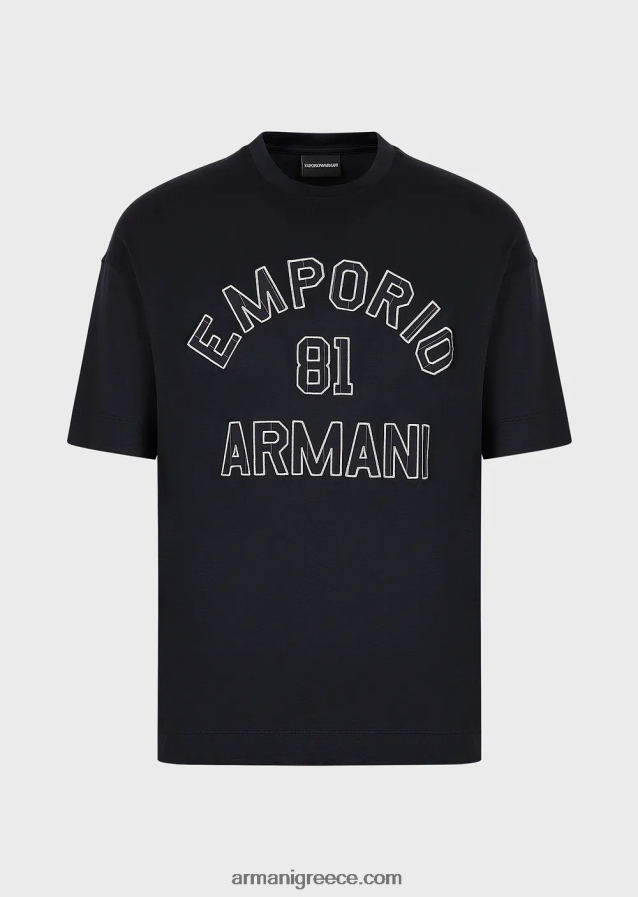 άνδρεςΜπλουζάκι ζέρσεϊ tencel-blend με μπαλώματα emporio armani 81 περιγράμματα 4046R61609 ναυτικό μπλε