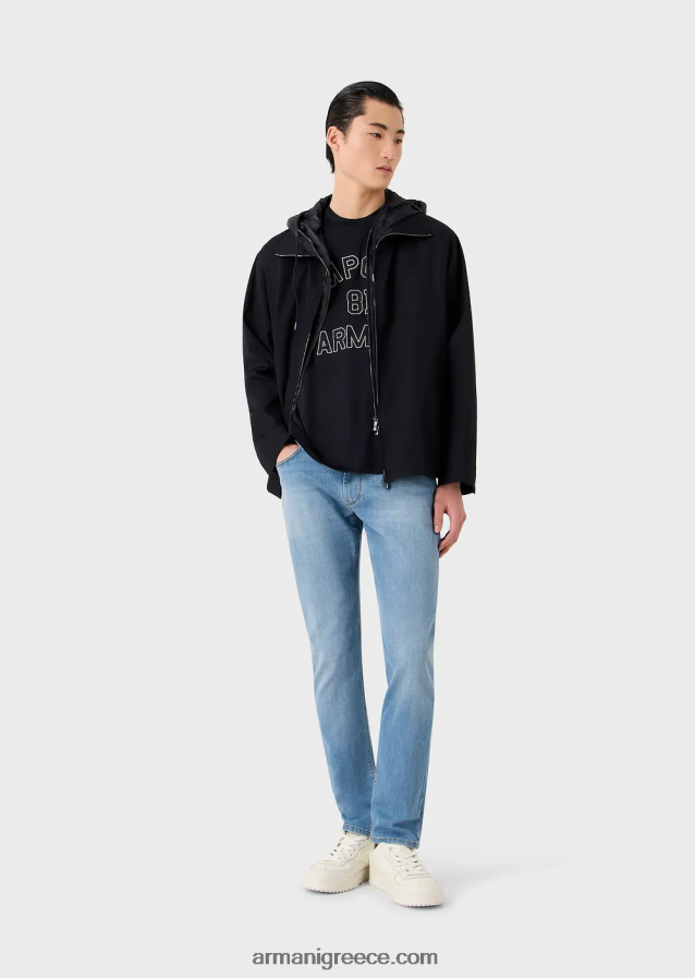 άνδρεςΜπλουζάκι ζέρσεϊ tencel-blend με μπαλώματα emporio armani 81 περιγράμματα 4046R61609 ναυτικό μπλε