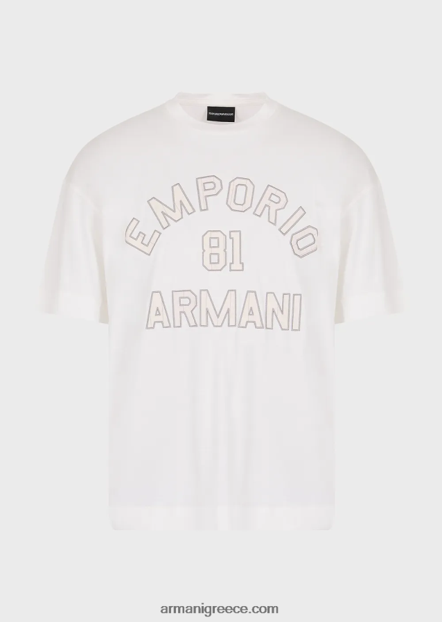 άνδρεςΜπλουζάκι ζέρσεϊ tencel-blend με μπαλώματα emporio armani 81 περιγράμματα 4046R61610 άσπρο