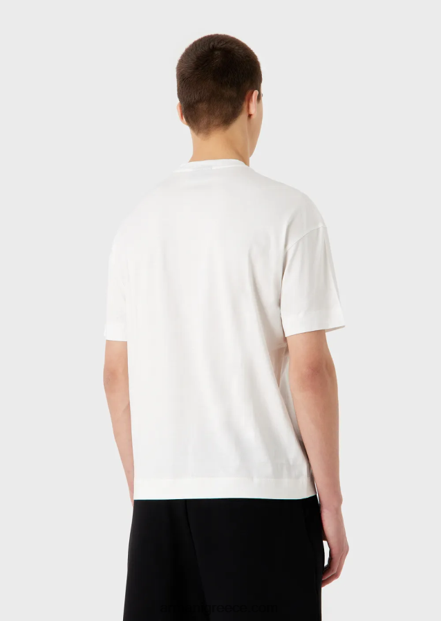 άνδρεςΜπλουζάκι ζέρσεϊ tencel-blend με μπαλώματα emporio armani 81 περιγράμματα 4046R61610 άσπρο