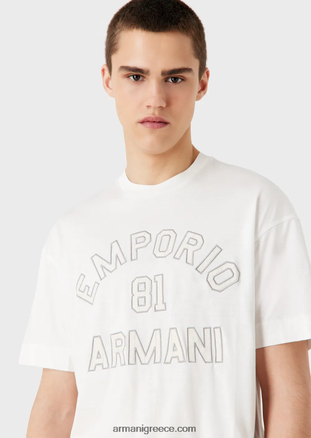 άνδρεςΜπλουζάκι ζέρσεϊ tencel-blend με μπαλώματα emporio armani 81 περιγράμματα 4046R61610 άσπρο