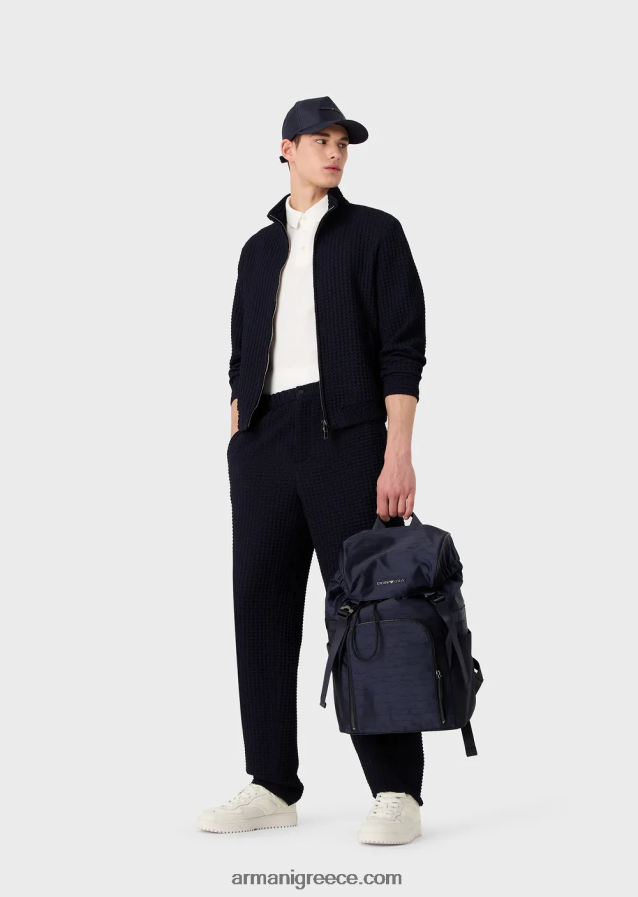 άνδρες Armani ζέρσεϊ πόλο μπλουζάκι με μεγάλο γραφικό τύπωμα και λογότυπο 4046R61529 άσπρο