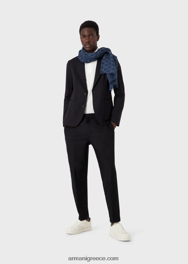 άνδρες Armani ζέρσεϊ πόλο μπλουζάκι με τοποθετημένο λογότυπο ζακάρ 4046R61531 λευκό λογότυπο