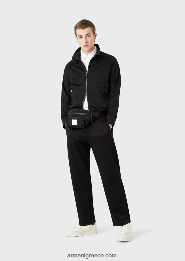 άνδρες Armani ζέρσεϊ πόλο μπλουζάκι με τοποθετημένο λογότυπο ζακάρ 4046R61532 άσπρο