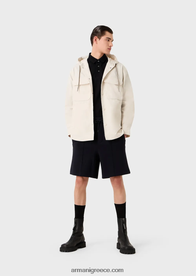 άνδρες Armani ζέρσεϊ πόλο μπλουζάκι με τοποθετημένο λογότυπο ζακάρ 4046R61533 μαύρος