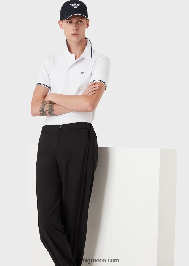 άνδρες Armani Πικέ μπλουζάκι πόλο ελαστικό με μικροαετό 4046R61549 το κόκκινο