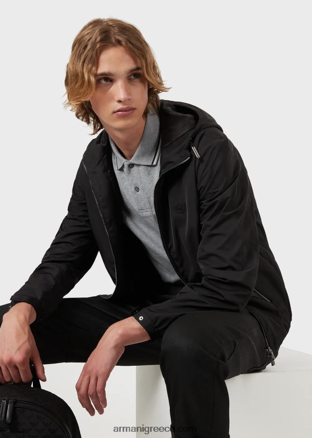 άνδρες Armani Πικέ μπλουζάκι πόλο ελαστικό με μικροαετό 4046R61553 ανοιχτό γκρι