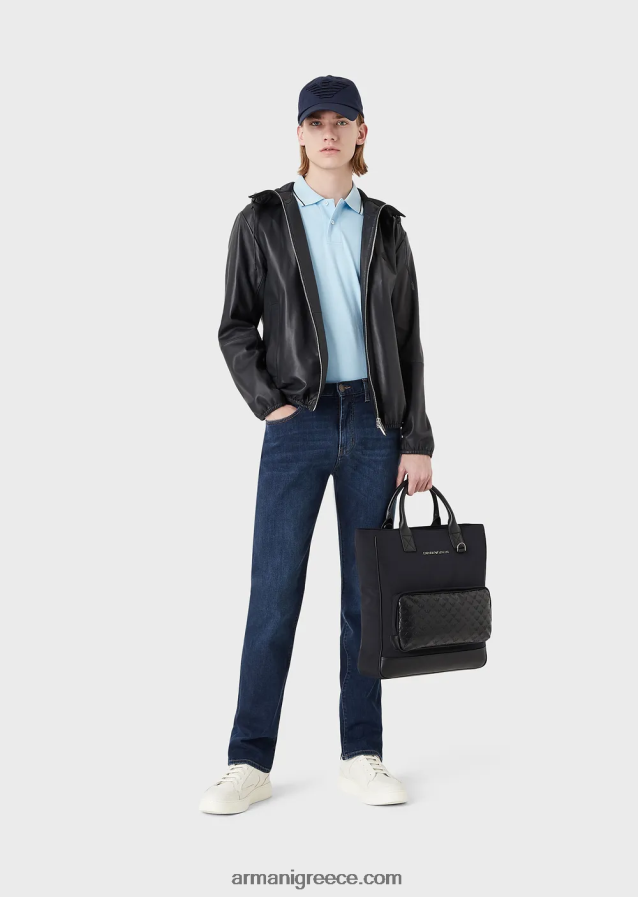 άνδρες Armani Πικέ μπλουζάκι πόλο ελαστικό με μικροαετό 4046R61556 σκούρο γκρίζο