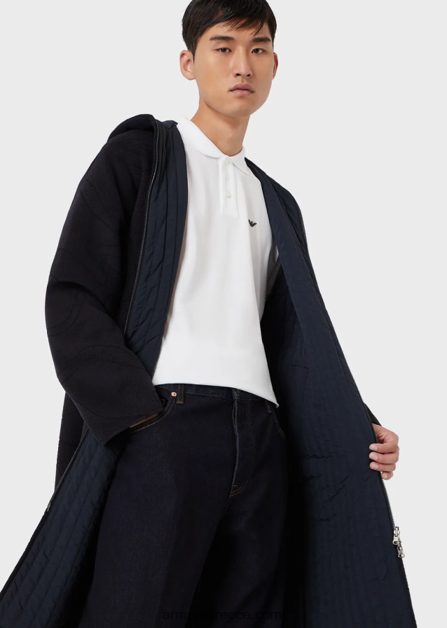 άνδρες Armani μερσεριζέ πικέ πόλο μπλουζάκι με μικροαετό 4046R61560 άσπρο