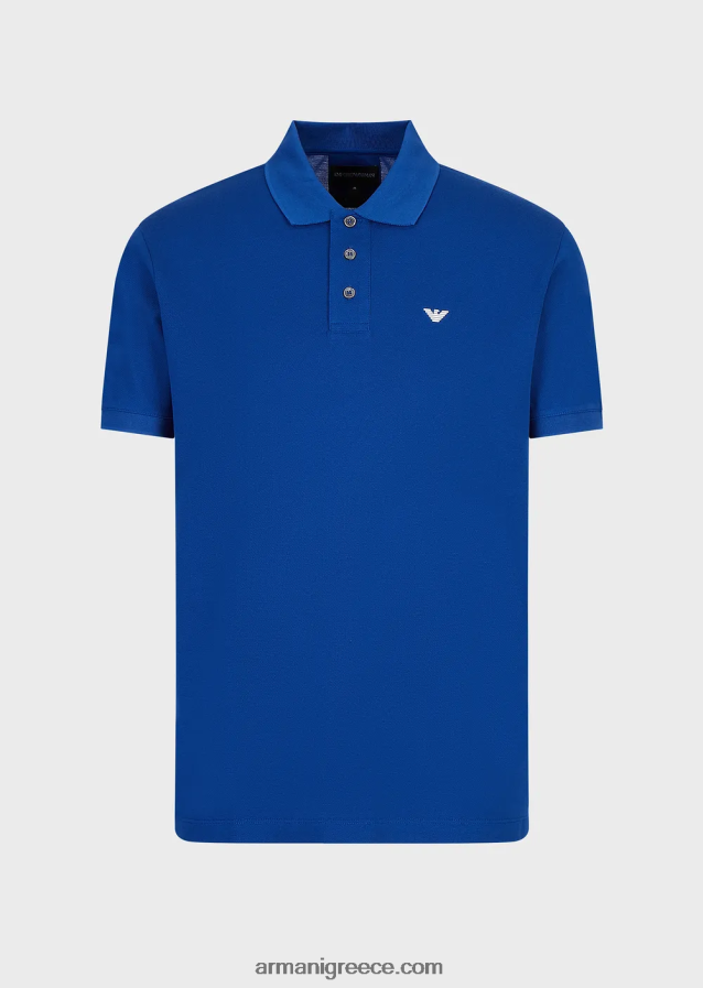 άνδρες Armani μερσεριζέ πικέ πόλο μπλουζάκι με μικροαετό 4046R61564 μπλε της Κίνας