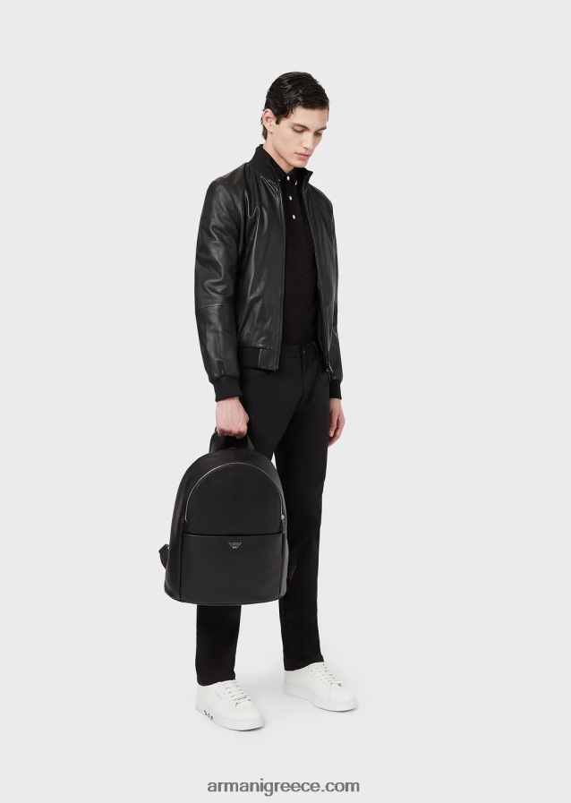 άνδρες Armani μπλουζάκι πόλο μερσερίντ με ζακάρ αετό 4046R61568 μαύρος