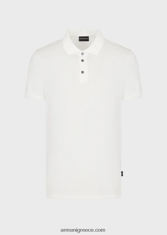 άνδρες Armani slim-fit μπλουζάκι πόλο με διακόσμηση σε αντίθεση 4046R61541 άσπρο
