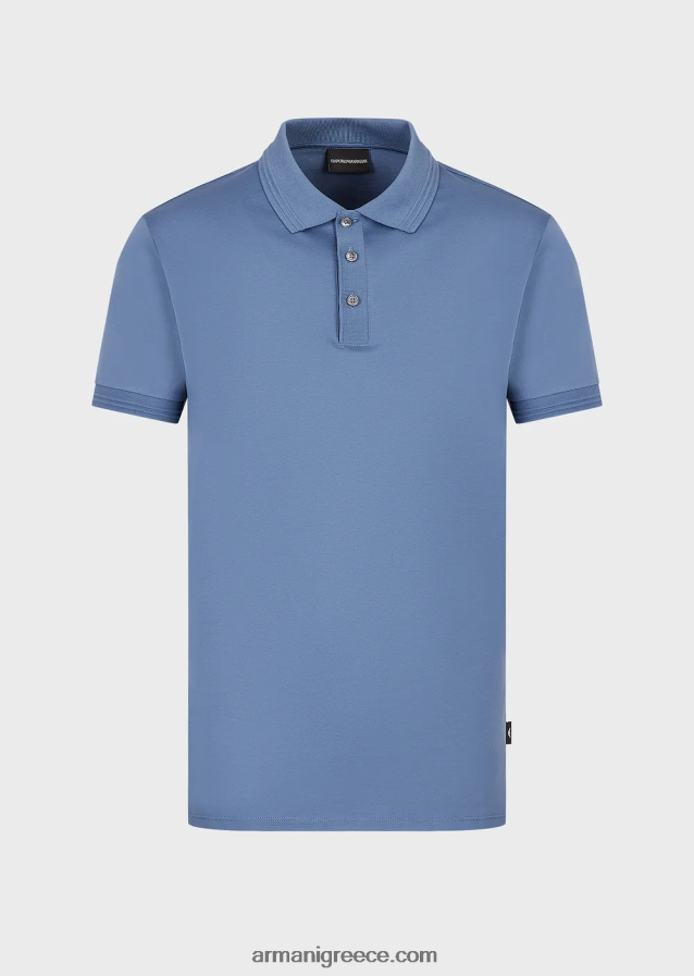 άνδρες Armani slim-fit μπλουζάκι πόλο με διακόσμηση σε αντίθεση 4046R61542 μπλε