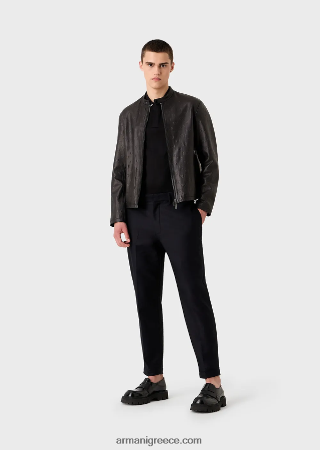 άνδρες Armani Απαραίτητα για ταξίδια μπλουζάκι πόλο ζέρσεϊ tencel-blend 4046R61524 μαύρος