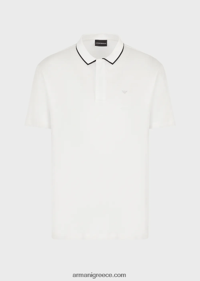 άνδρες Armani Απαραίτητα για ταξίδια μπλουζάκι πόλο ζέρσεϊ tencel-blend 4046R61525 άσπρο
