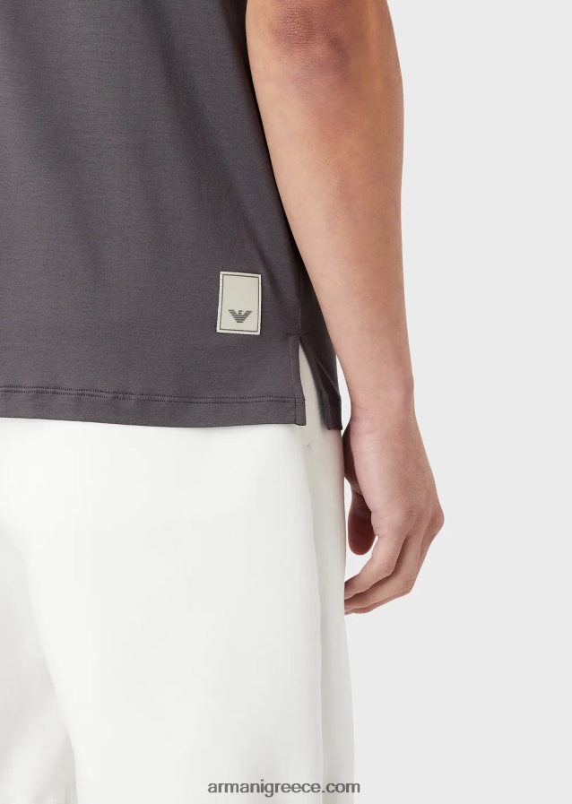 άνδρες Armani Απαραίτητα για ταξίδια μπλουζάκι πόλο ζέρσεϊ tencel-blend 4046R61526 σκούρο γκρίζο