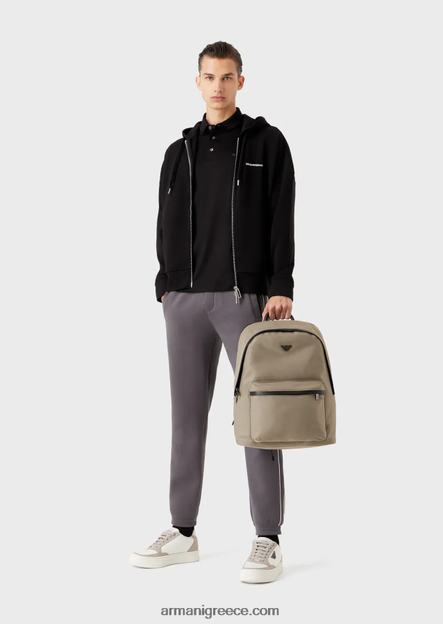 άνδρες Armani ζέρσεϊ πόλο μπλουζάκι tencel-blend με μικροαετό 4046R61565 μαύρος